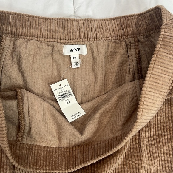 AERIE WOMENS CORDUROY BEIGE TAN MICRO MINI SKIRT NWT SMALL - Picture 7 of 7